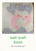 Get Well Soon card with hand-drawn dolphins